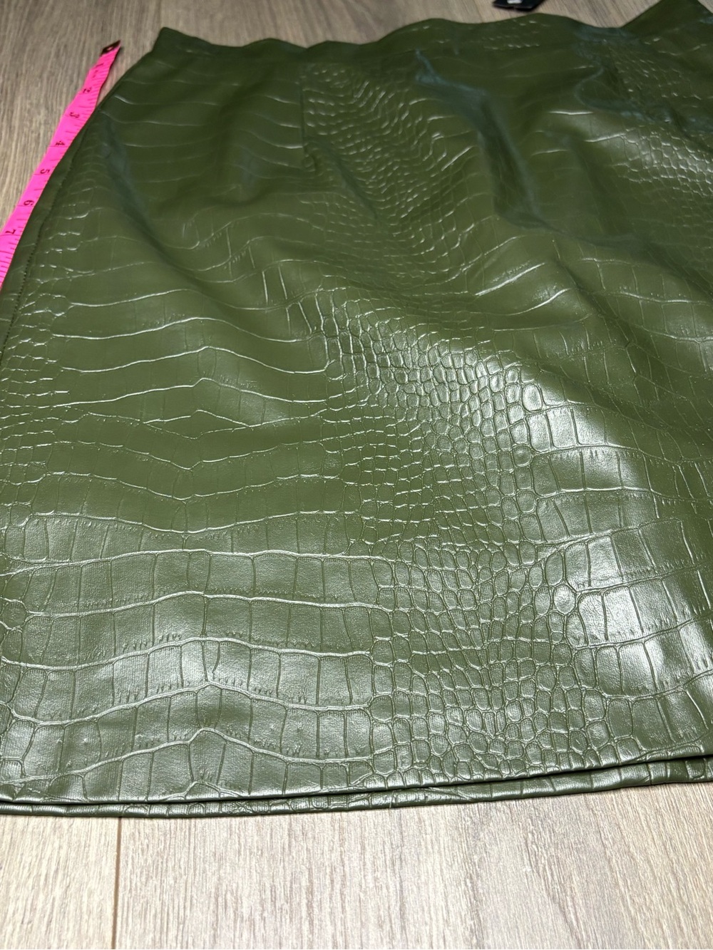 River Island Olive Green Faux Croc Mini Skirt - Picture 4 of 11